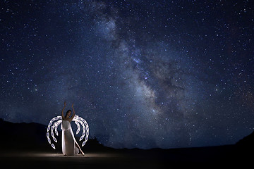 Image showing Creative Light Painting With Color Tube Lighting With Landscapes