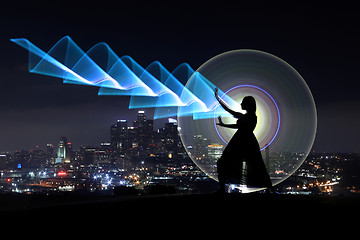 Image showing Colorful Long Exposure Image of a Woman