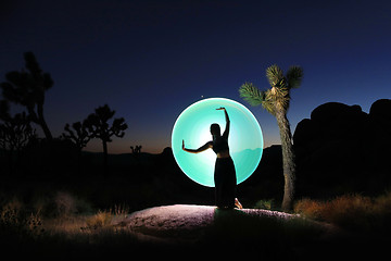 Image showing Girl Light Painted Under the Milky Way