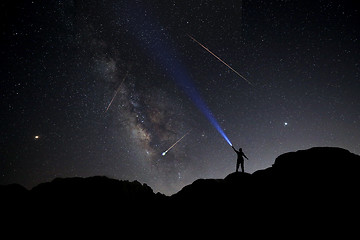 Image showing Night Sky With With the Persaids Meteors