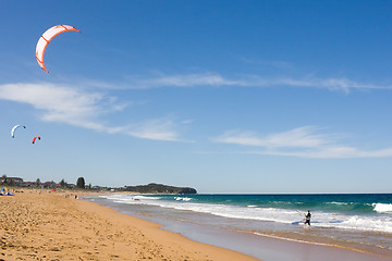 Image showing Kite Surfing At The Beach