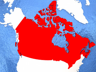 Image showing Canada on globe