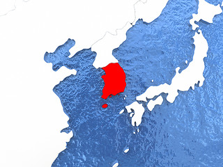 Image showing South Korea on globe