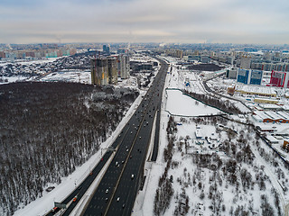 Image showing Moscow suburb. The view from the birds flight