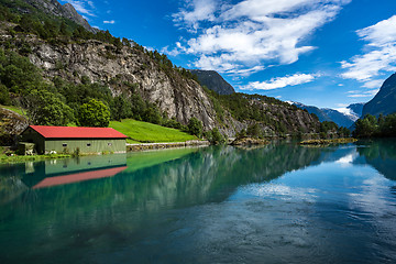 Image showing lovatnet lake Beautiful Nature Norway.