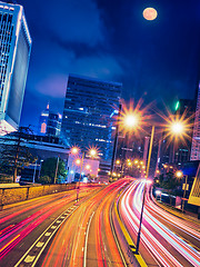 Image showing Street traffic in Hong Kong at night