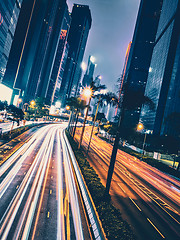 Image showing Street traffic in Hong Kong at night