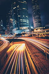 Image showing Street traffic in Hong Kong at night