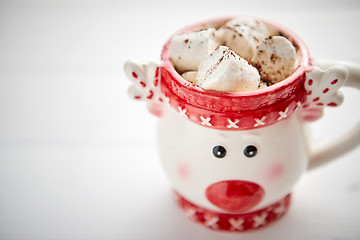 Image showing Tasty homemade christmas hot chocolate or cocoa with marshmellows