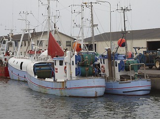 Image showing Danish fishing boat in harbour.