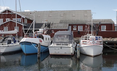 Image showing Danish fishing boat in harbour.