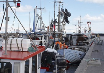 Image showing Danish fishing boat in harbour.