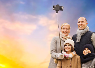 Image showing family taking selfie by smartphone outdoors