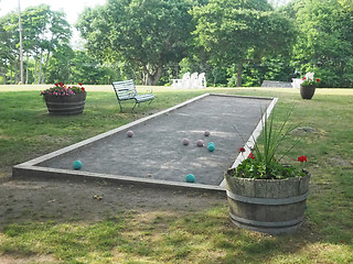 Image showing bocce ball game court at old hotel Shelter Island, New York