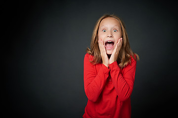 Image showing Scared girl shouting looking at camera