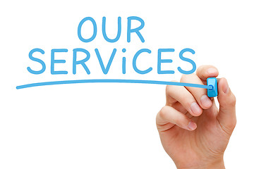 Image showing Our Services Handwritten With Blue Marker