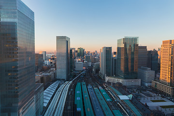 Image showing view to railway station in tokyo city, japan