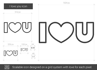 Image showing I love you line icon.