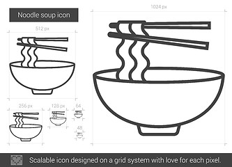 Image showing Noodle soup line icon.