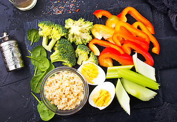 Image showing bulgur with vegetablew and eggs