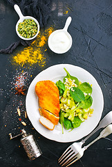 Image showing chicken breast with salad