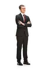 Image showing Full body portrait of businessman on white