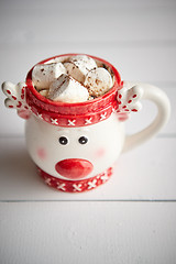 Image showing Tasty homemade christmas hot chocolate or cocoa with marshmellows