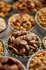 Image showing Close up and selective focus. Composition of different kinds cereals