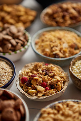 Image showing Close up and selective focus. Composition of different kinds cereals