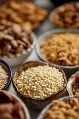 Image showing Close up and selective focus. Composition of different kinds cereals