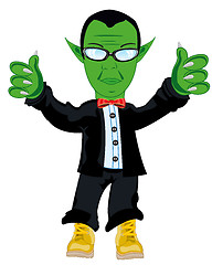 Image showing Man fairy-tale troll in fashionable suit.Vector illustration