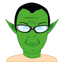 Image showing Portrait man fairy-tale troll with green skin