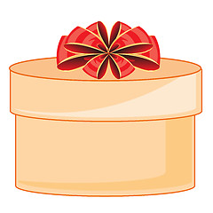 Image showing Round box with gift decorated by red bow