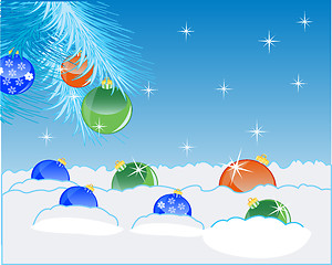 Image showing Festive new years background with snow and toy