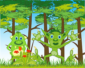 Image showing Fairy-tale monster and have touched in year wood