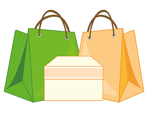 Image showing Bags packages and box from paperboard.Vector illustration