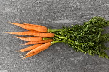 Image showing close up of carrot bunch on table