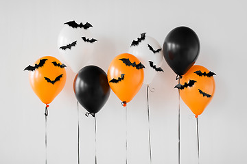 Image showing halloween party balloons with black bats