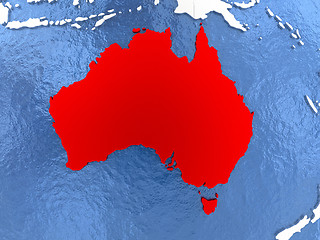 Image showing Australia on globe