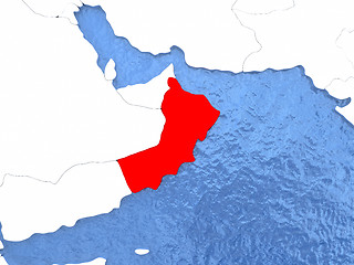 Image showing Oman on globe