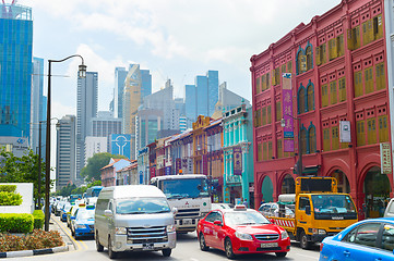 Image showing Busy Singapore road traffic