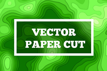 Image showing Vector paper cut background. Abstract origami wave design. Topographic illustration