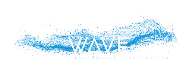 Image showing Water wave design consisting of points and lines on a white background. Geometric vector illustration on a white