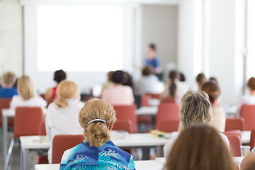 Image showing Academic presentation in lecture hall at university.