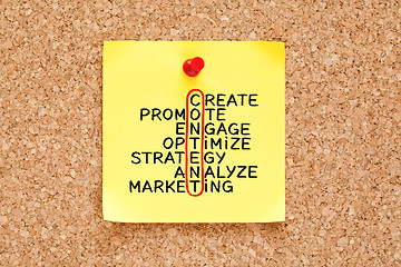 Image showing Content Marketing Strategy Crossword Concept Sticky Note