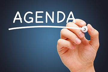 Image showing Word Agenda Handwritten With White Marker