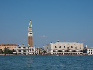 Image showing St Mark square seen fron St Mark basin in Venice