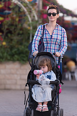 Image showing mother and daughter in flower garden