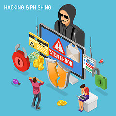 Image showing Hacker Phishing Activity Isometric Concept