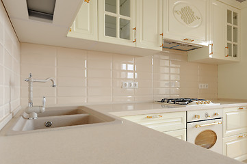 Image showing Classic cream colored kitchen closeup